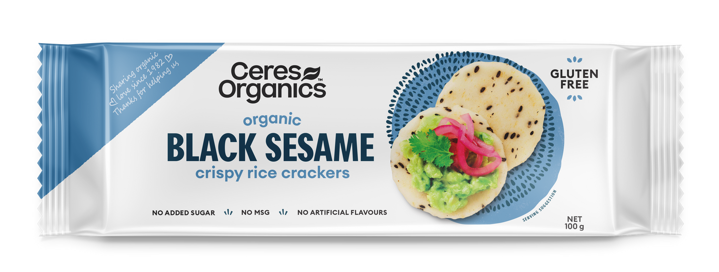 Organic Rice Crackers, Black Sesame - 100g