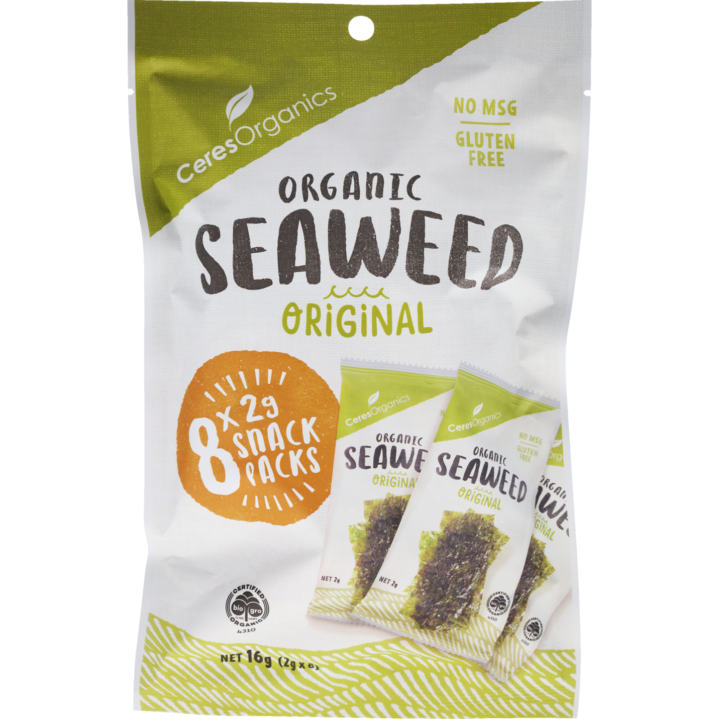 Organic Roasted Seaweed Multipack, Nori Snack - 16g