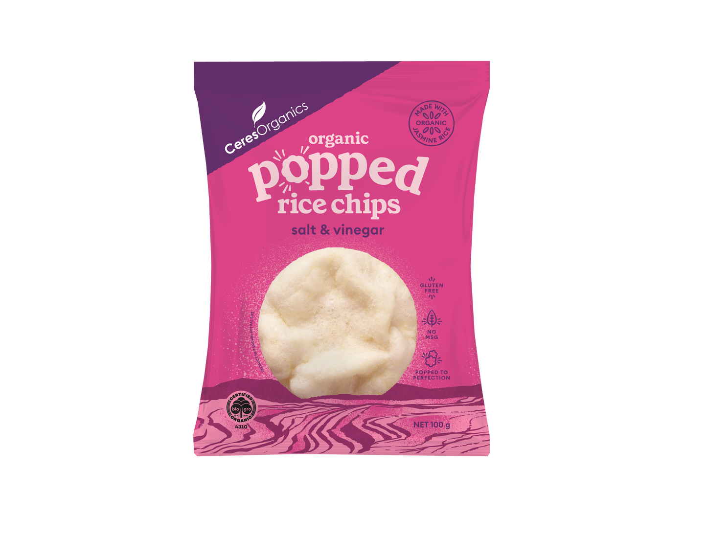 Organic Popped Rice Chips, Salt & Vinegar - 100g