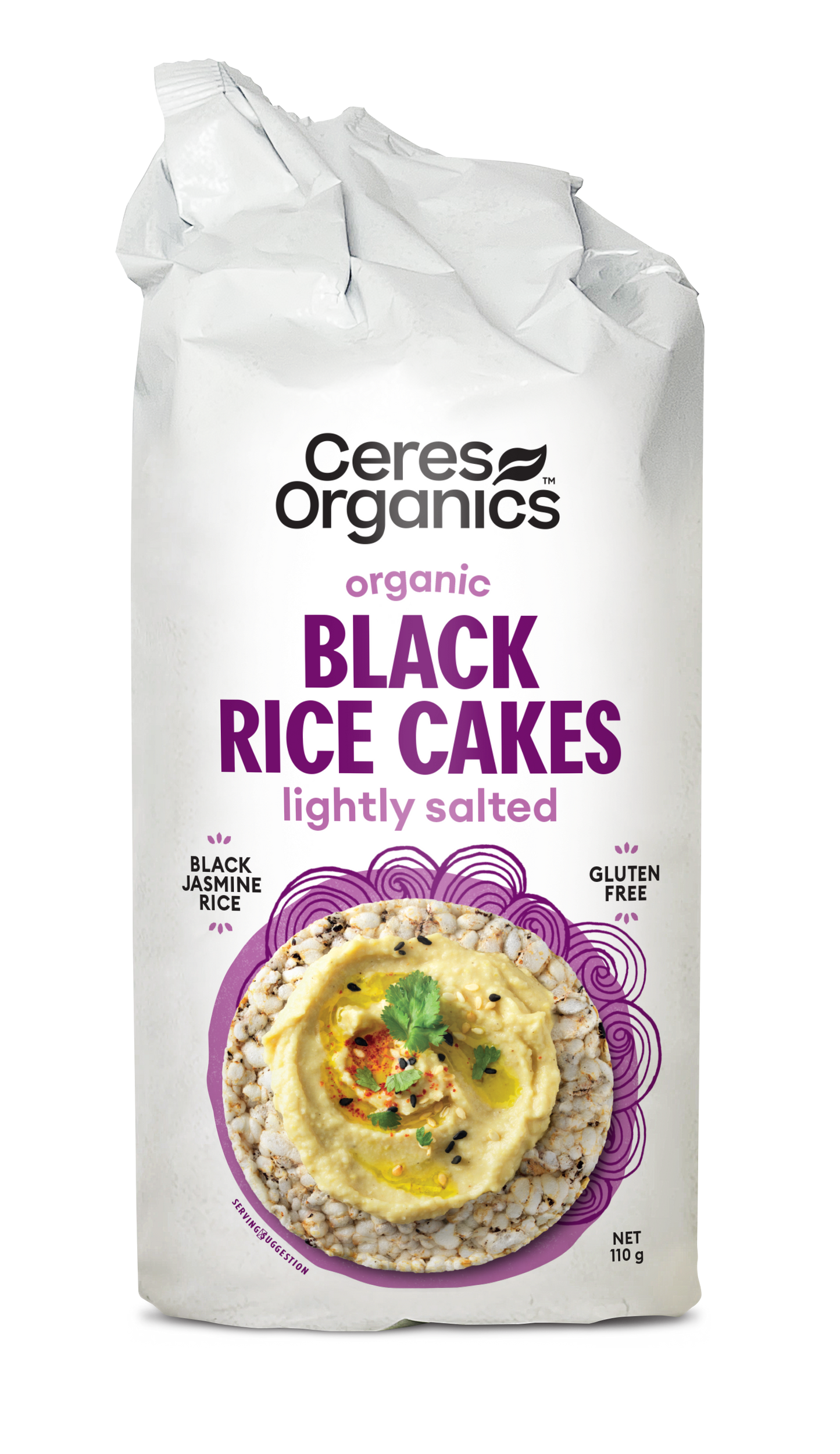 Organic Black Rice Cakes, Lightly Salted - 110g