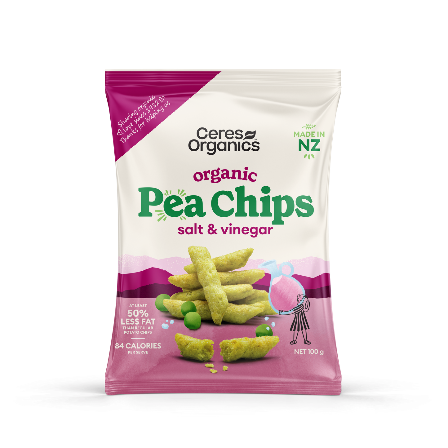 Organic Pea Chips, Salt & Vinegar - 100g