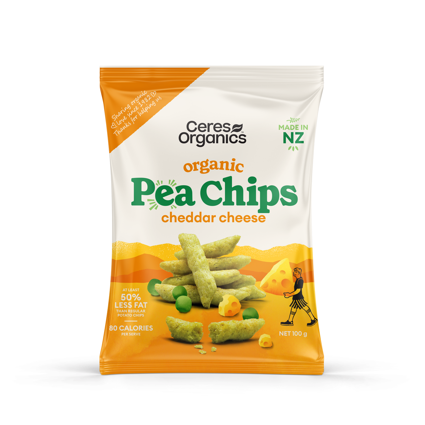 Organic Pea Chips, Cheddar Cheese - 100g
