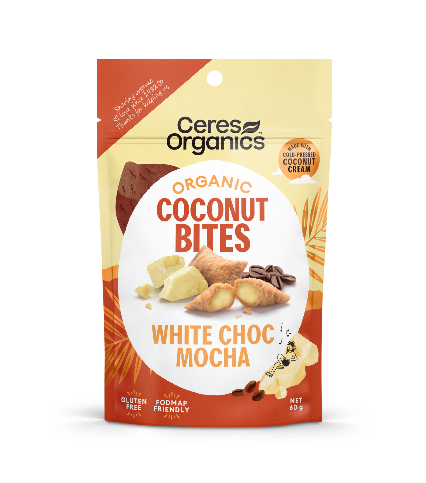 Organic Coconut Bites, White Choc Mocha - 60g
