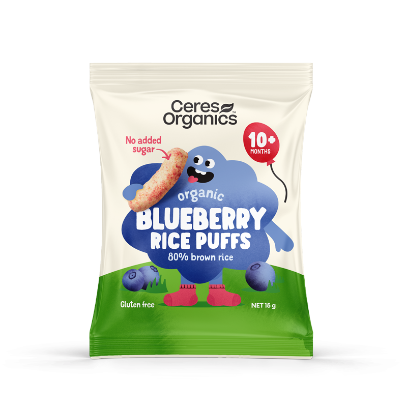 Organic Baby Rice Puffs, Blueberry - 15g