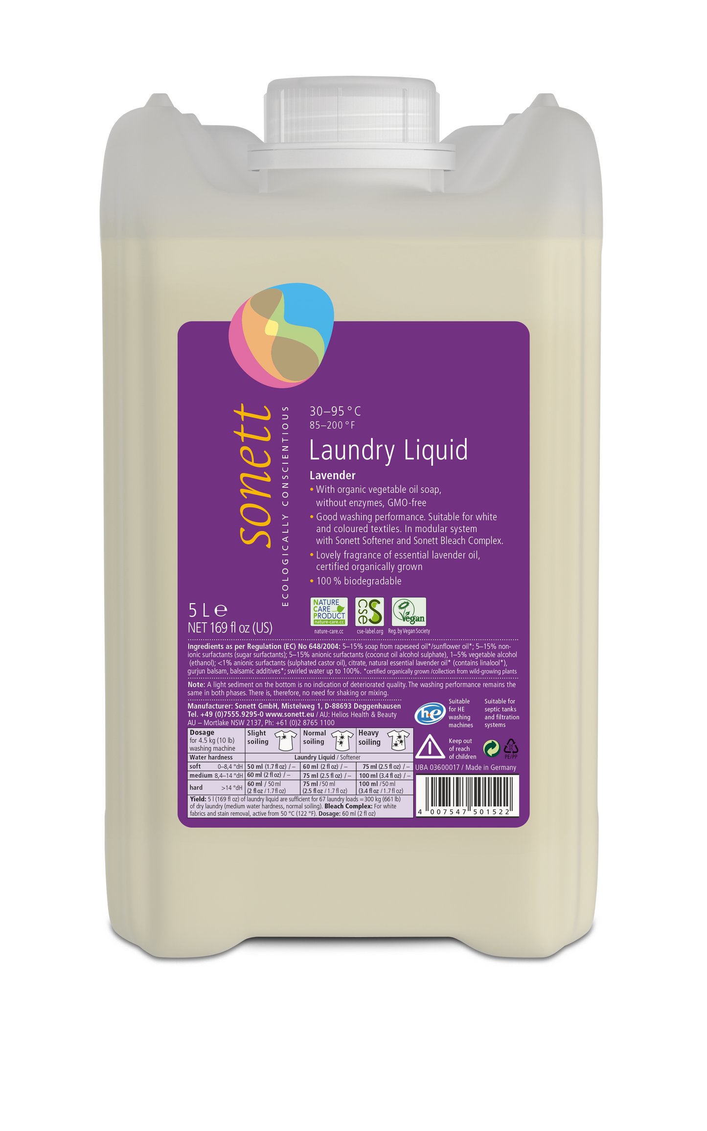 Sonett Laundry Liquid, Lavender - 5lt