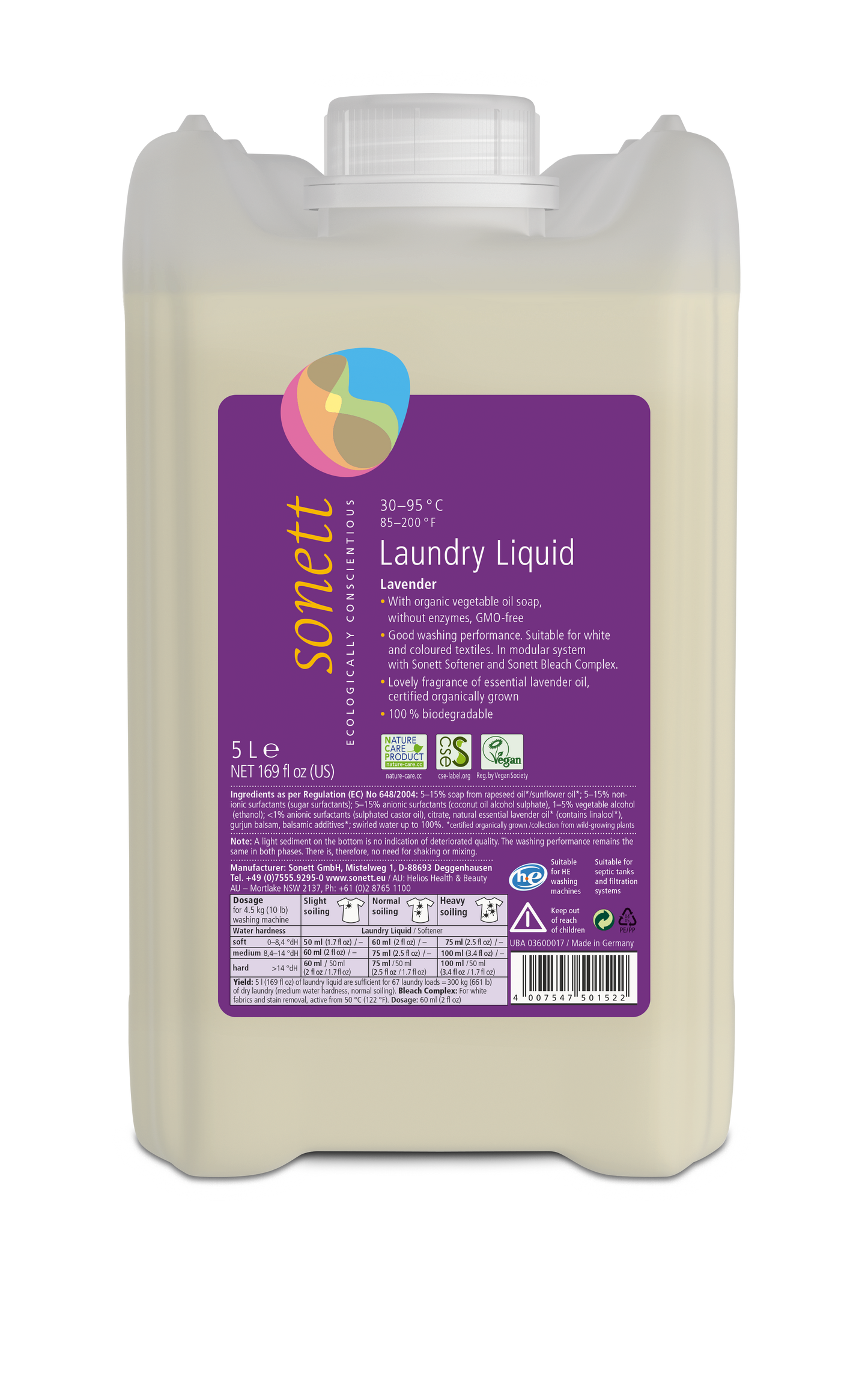 Sonett Laundry Liquid, Lavender - 5L