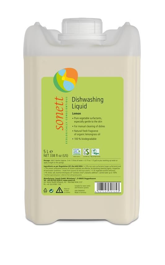 Sonett Dishwashing Liquid, Lemon - 5lt
