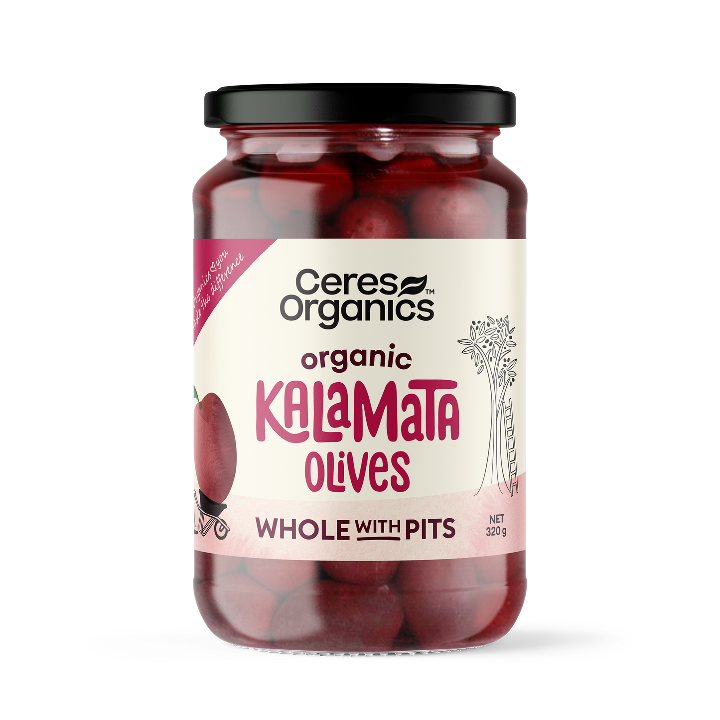 Organic Kalamata Olives, Whole (with pits) - 320g