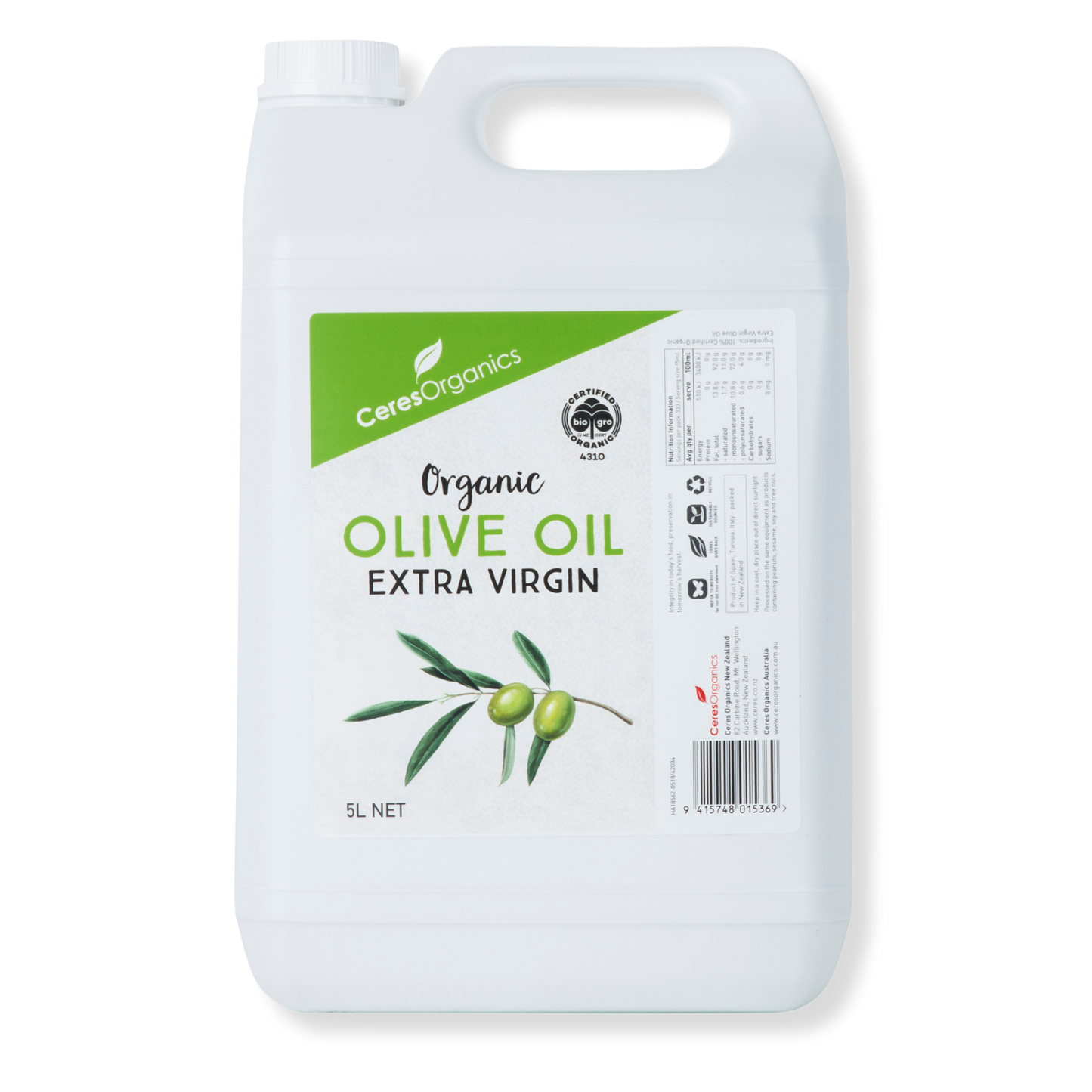 Olive Oil Extra Virgin Organic - 5L