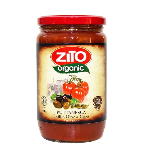 Zito Organic Pasta Sauce Puttanesca (Sicilian olive & caper) - 690g