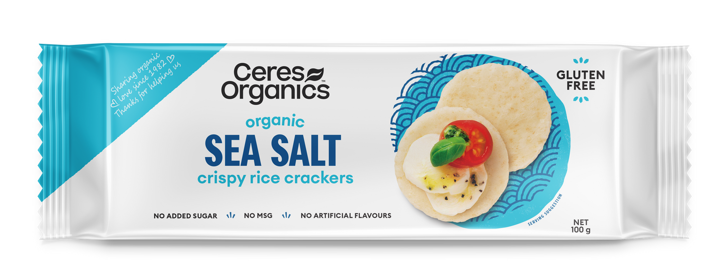 Organic Rice Crackers, Sea Salt - 100g