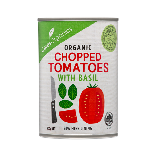 Organic Tomatoes, Chopped with Basil - 400g