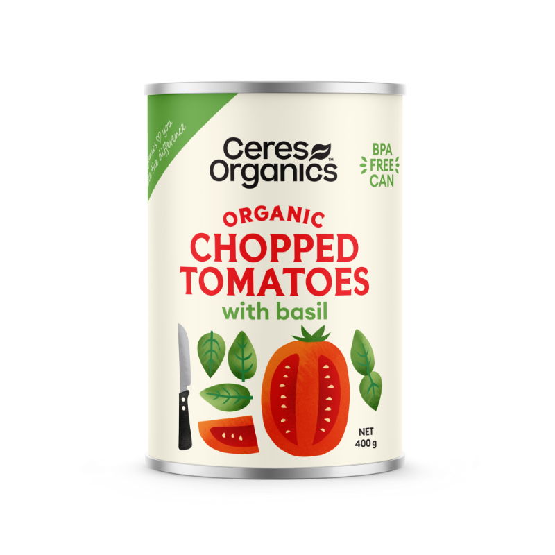 Organic Tomatoes, Chopped with Basil - 400g