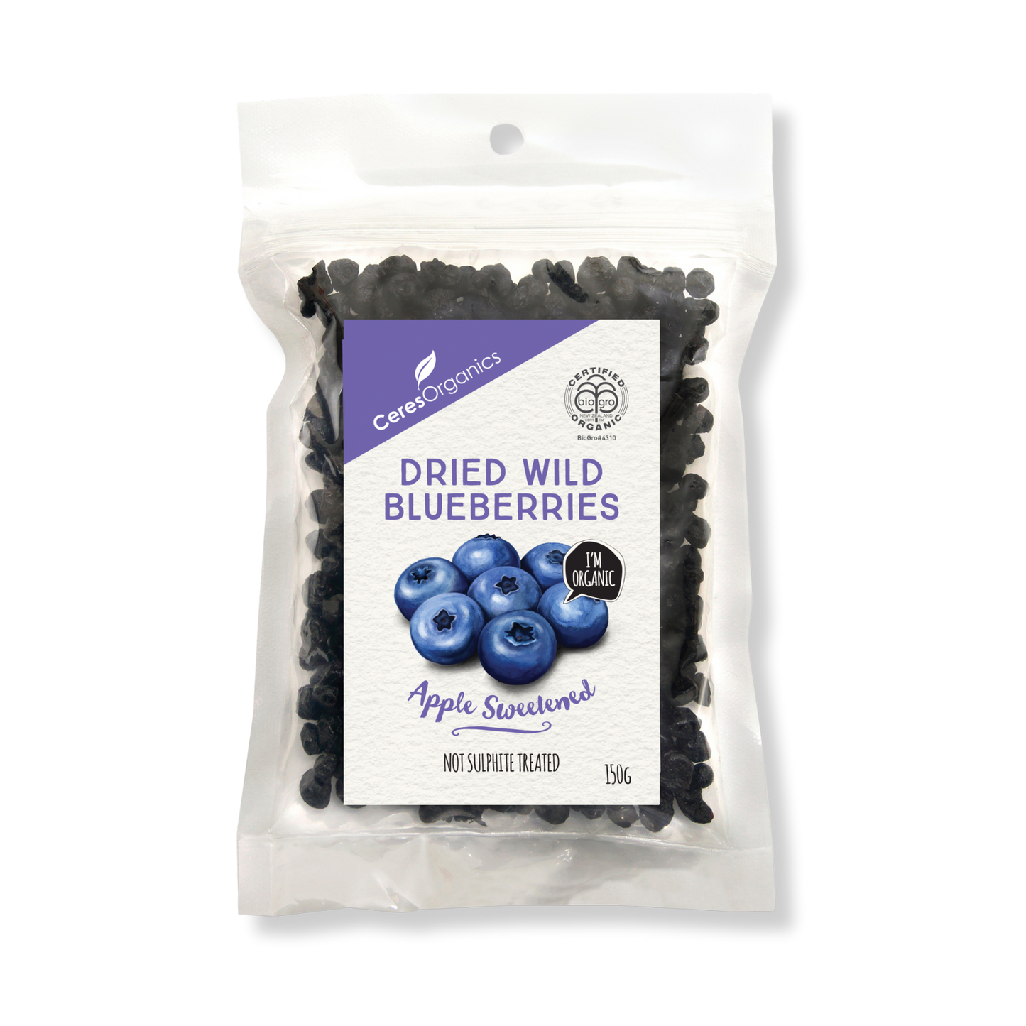 Organic Dried Wild Blueberries - 150g