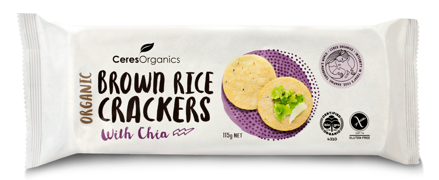 Organic Brown Rice Crackers with Chia - 115g