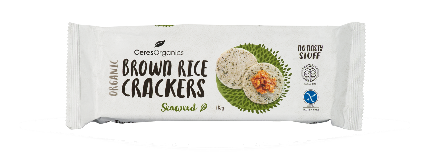 Organic Brown Rice Crackers Seaweed - 115g