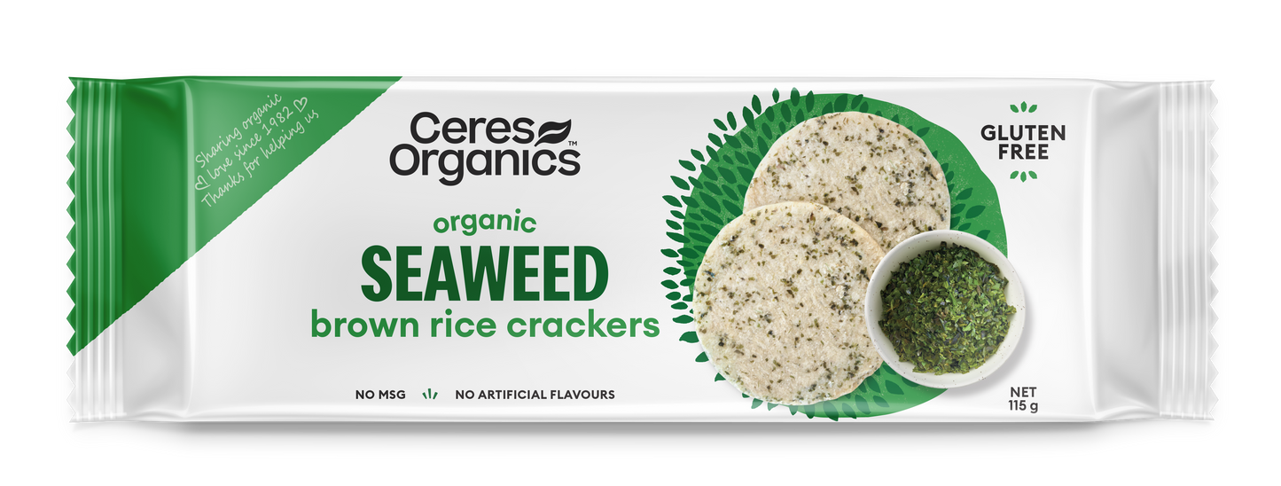 Organic Brown Rice Crackers Seaweed - 115g