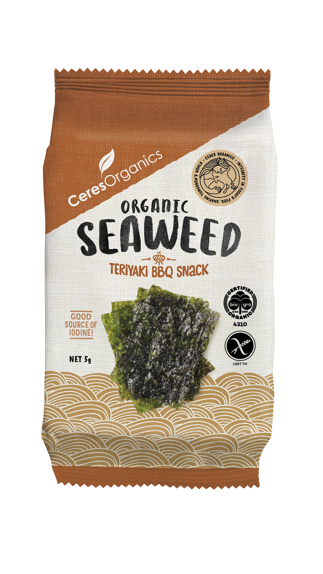 Organic Roasted Seaweed, Teriyaki Nori Snack - 5g