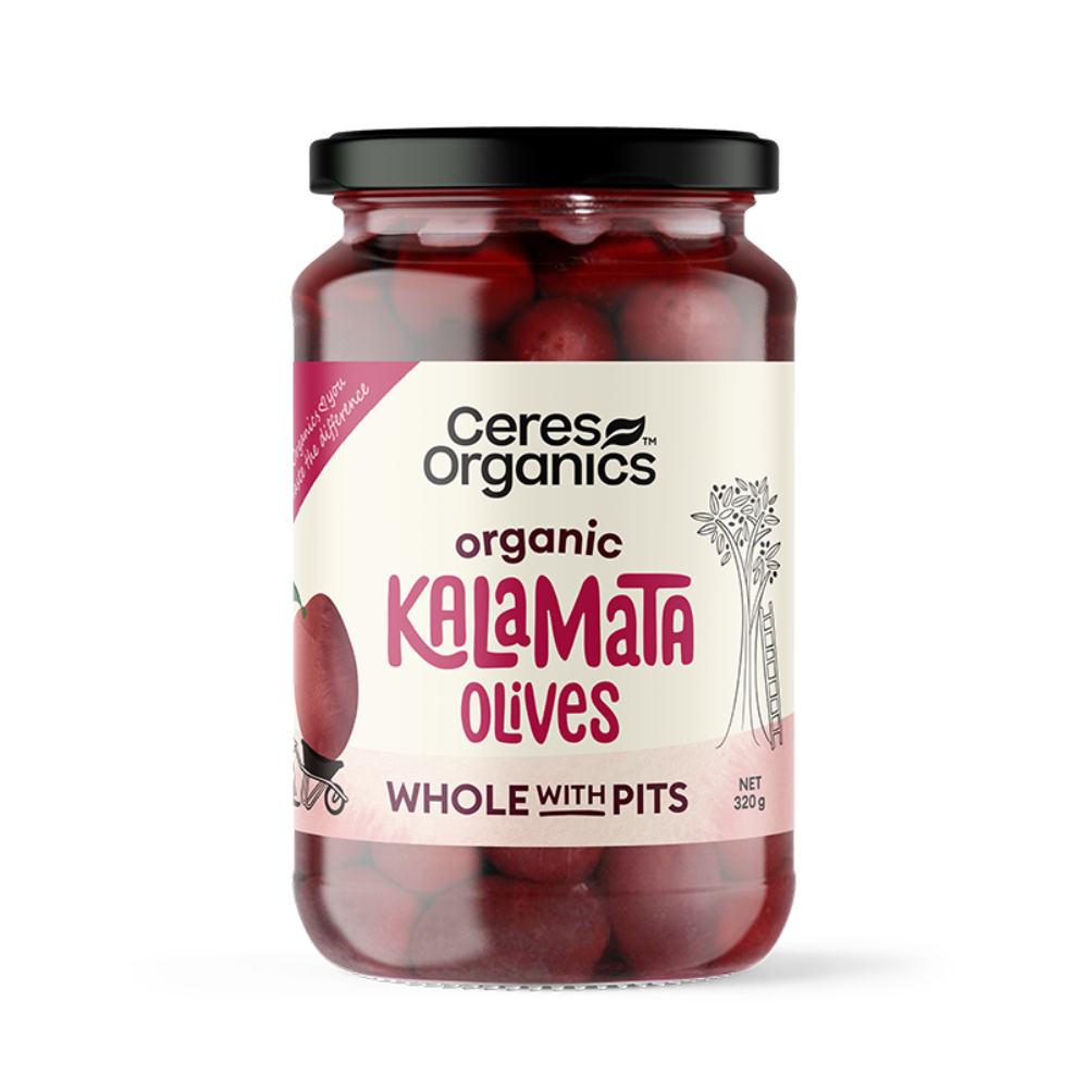 Organic Kalamata Olives, Whole (with pits) - 320g