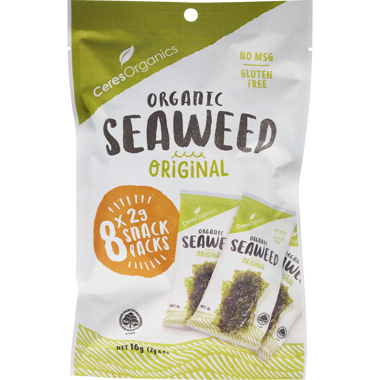 Organic Roasted Seaweed Multipack, Nori Snack - 8 x 2g