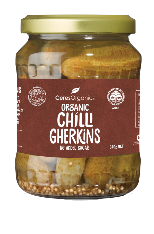Organic Chilli Gherkins - 670g