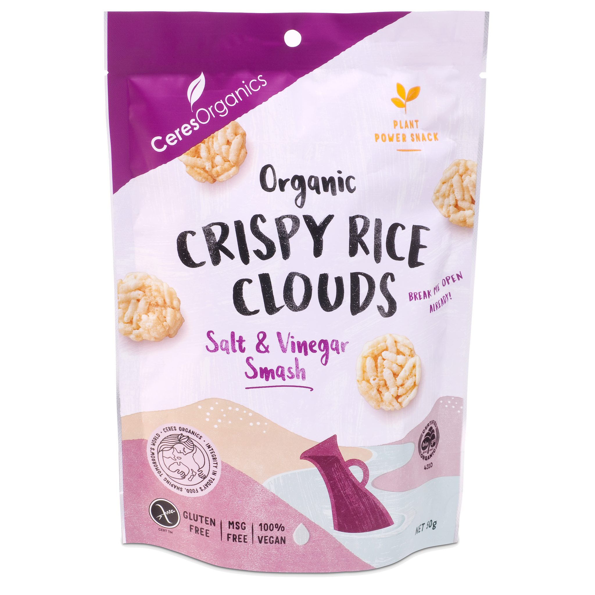 Organic Crispy Rice Clouds, Salt & Vinegar Smash - 50g – Ceres Organics