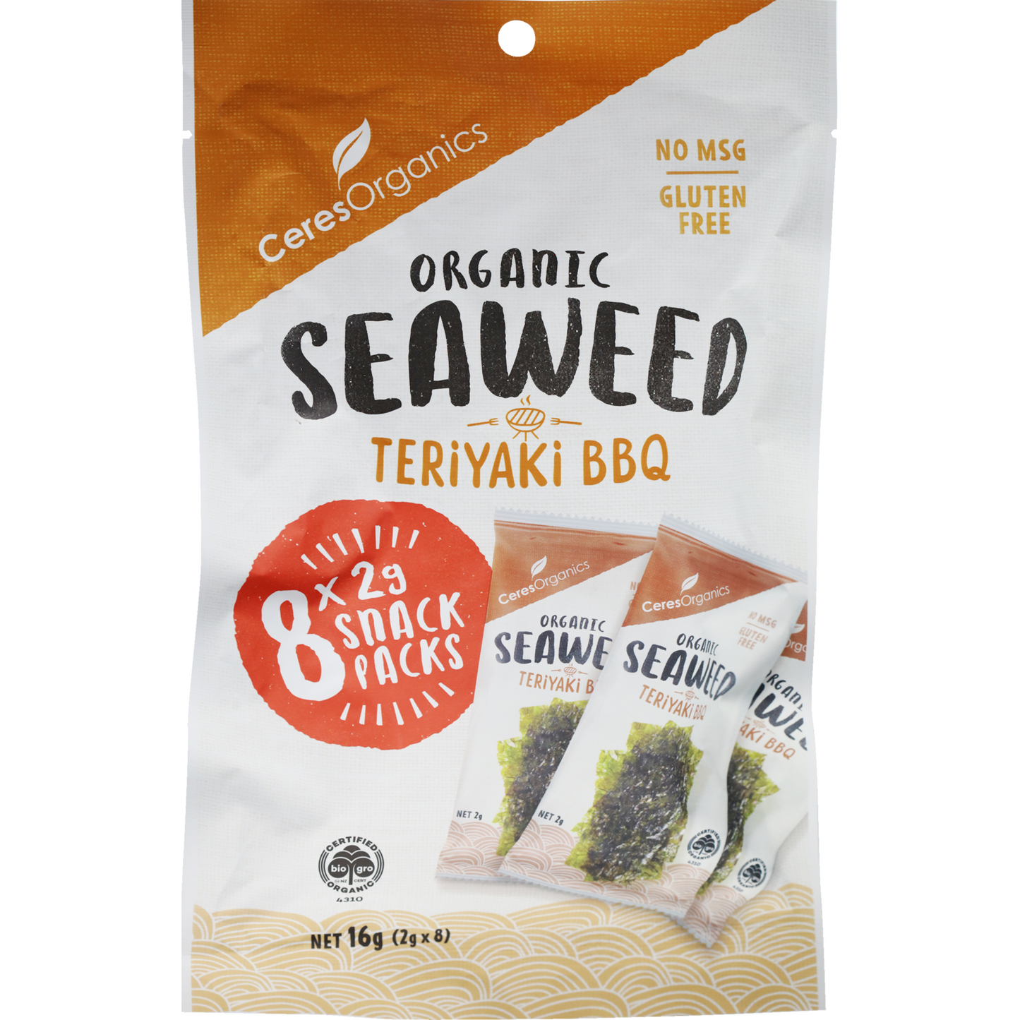 Organic Roasted Seaweed Multipack, Teriyaki BBQ Snack - 8 x 2g