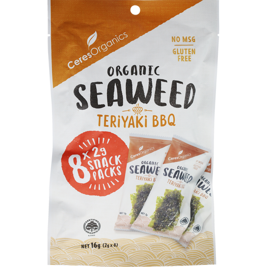 Organic Roasted Seaweed Multipack, Teriyaki BBQ Snack - 8 x 2g