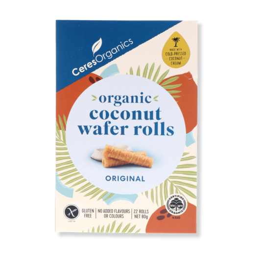 Organic Coconut Wafer Rolls, Original - 80g