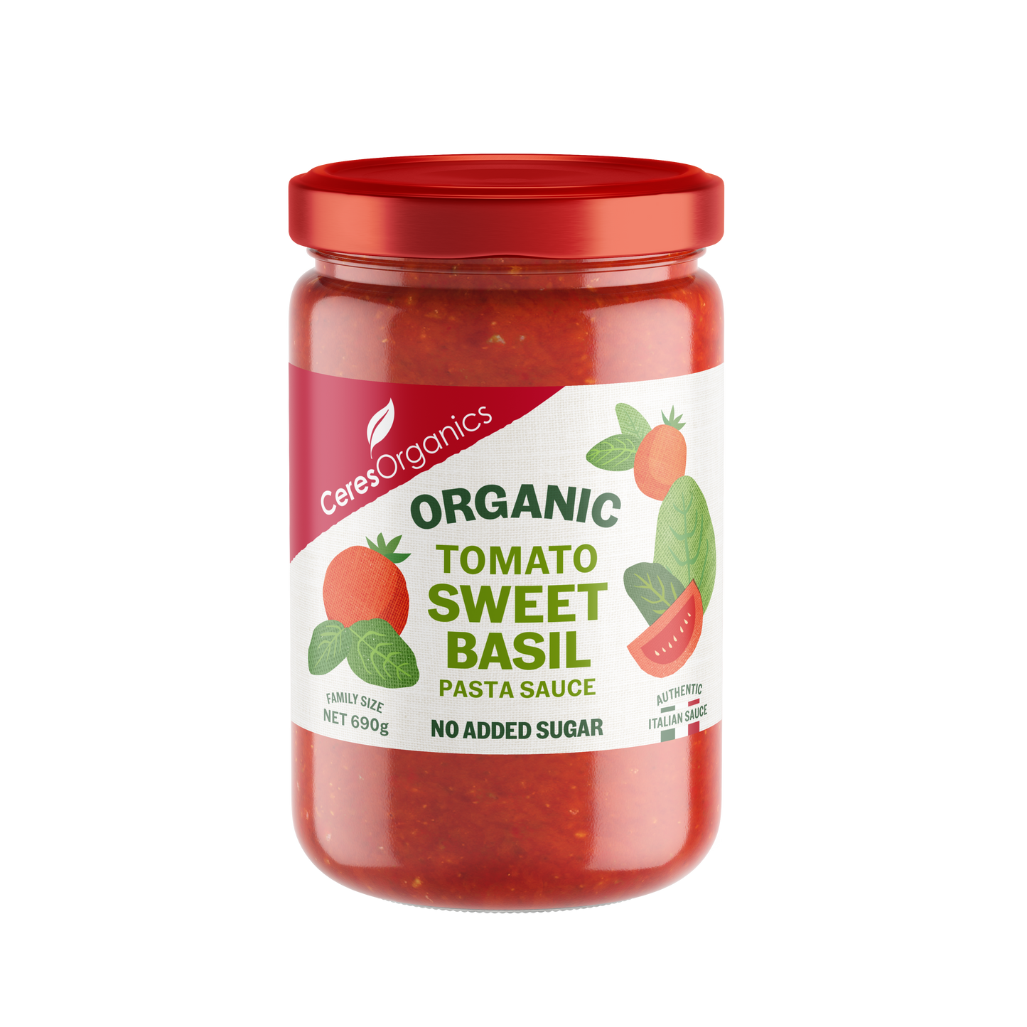 Organic Tomato, Sweet Basil Pasta Sauce - 690g
