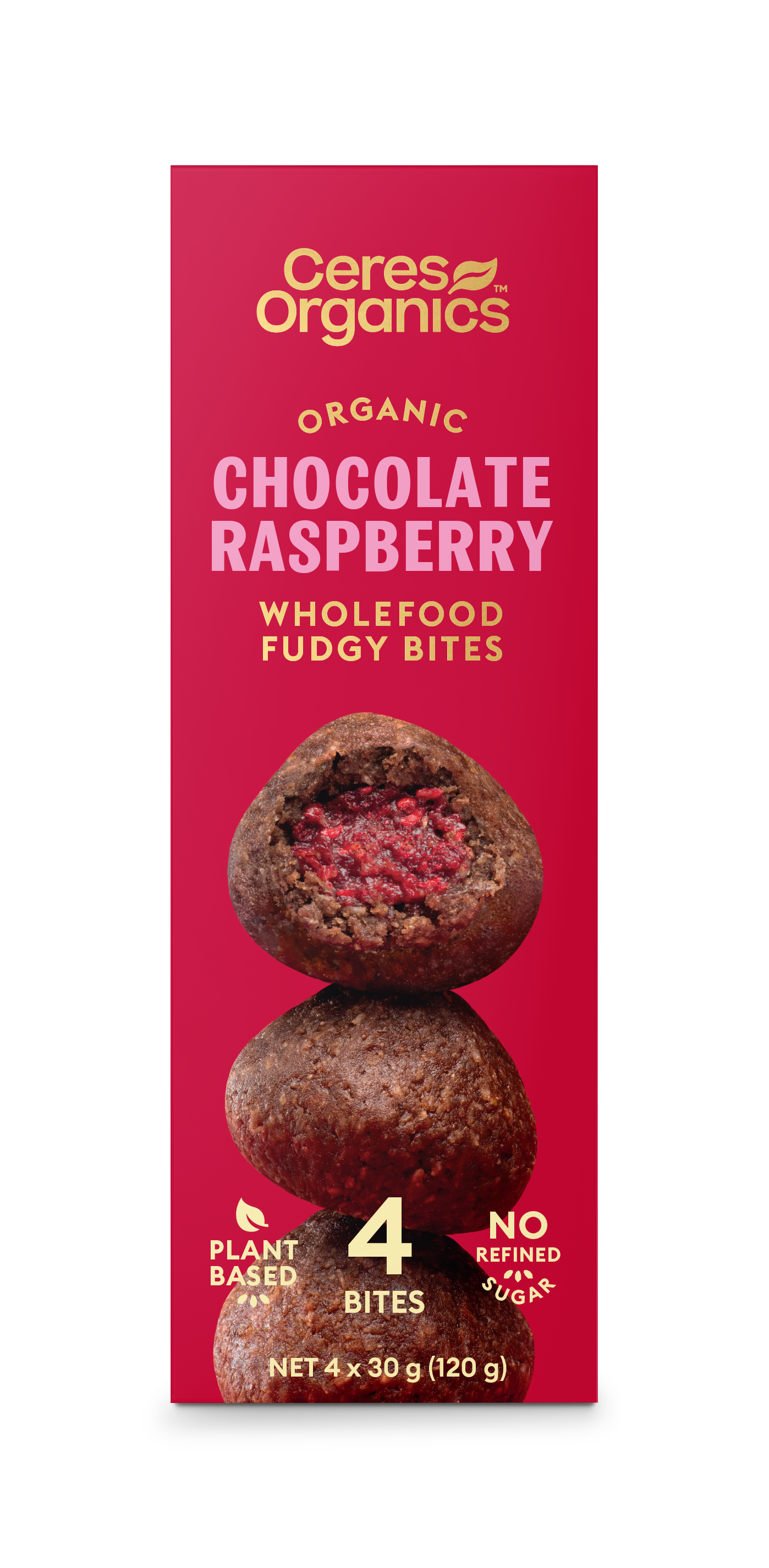 Organic Wholefood Fudgy Bites, Chocolate Raspberry - 120g