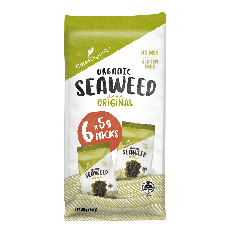 Organic Roasted Seaweed Multipack, Original - 6 x 5g