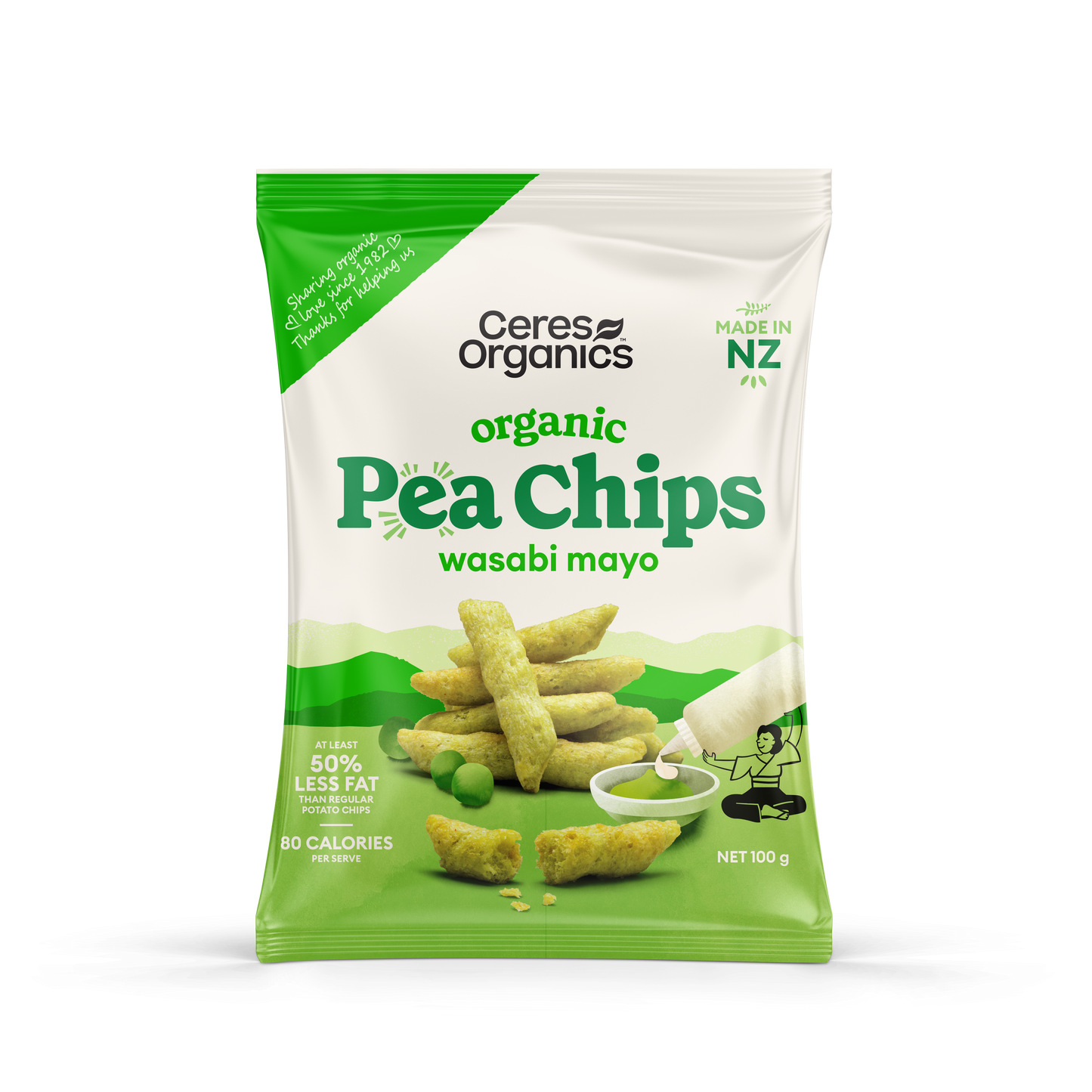 Organic Pea Chips, Wasabi Mayo - 100g