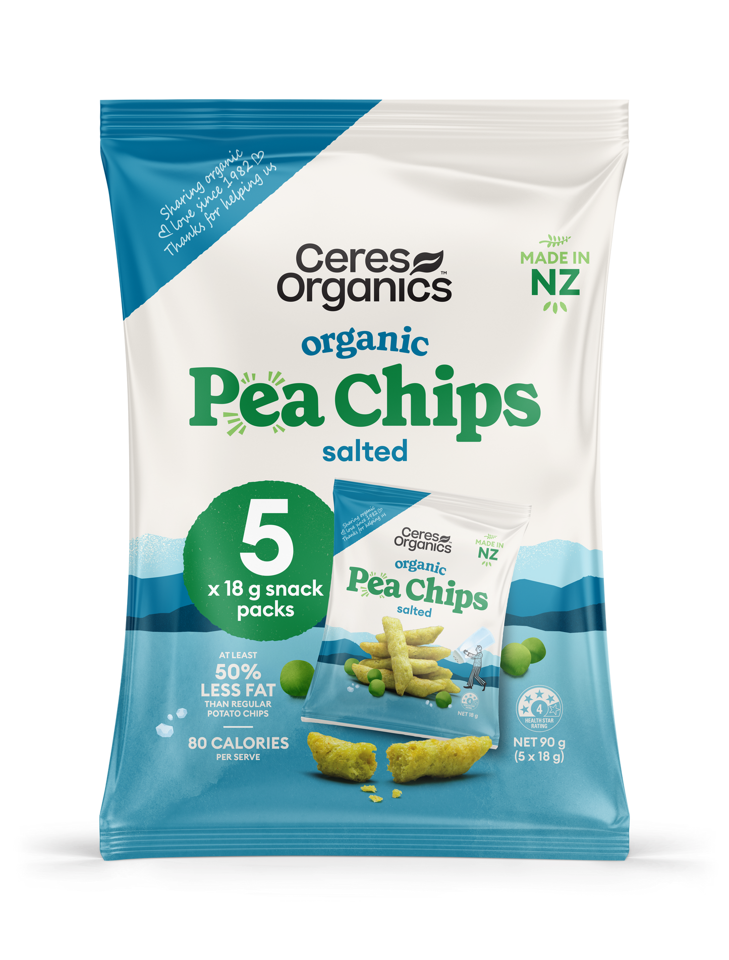 Organic Pea Chips Multipack, Salted - 90g