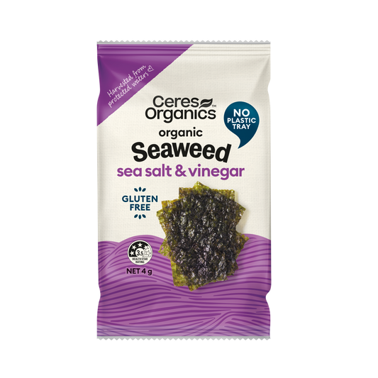 Organic Roasted Seaweed Snack, Sea Salt & Vinegar - 4g