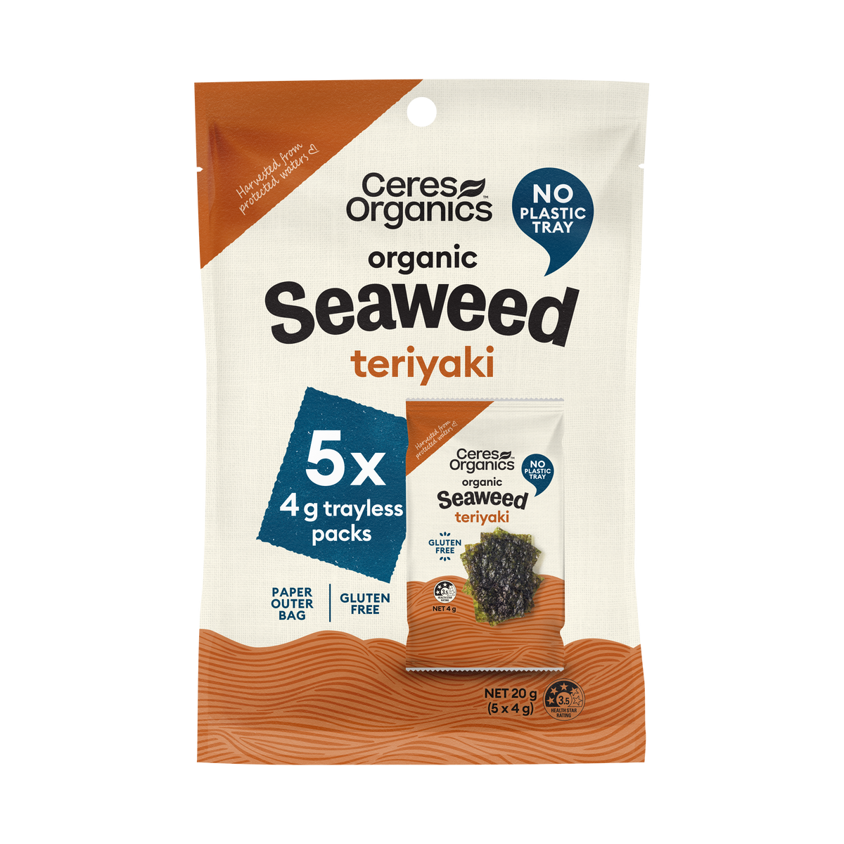 Organic Roasted Seaweed Snack Multipack, Teriyaki - 5x4g