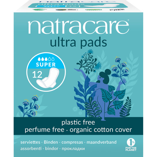 Natracare Ultra Pads With Wings Super 12s - 12pk