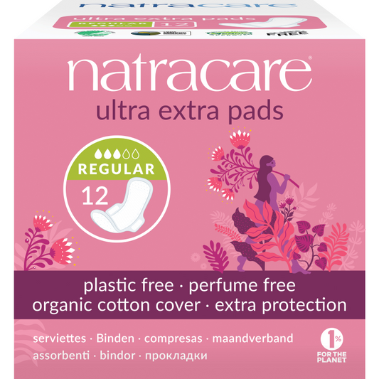 Natracare Ultra Extra Pads With Wings Regular 12s - 12pk