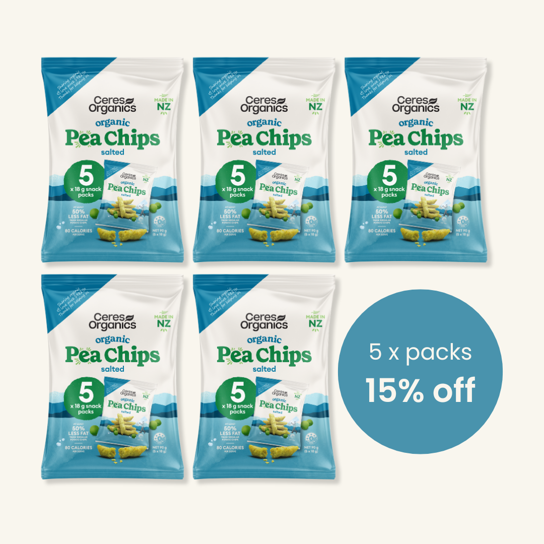 Organic Pea Chips Multipack, Salted - CASE 5 x 90g Packets