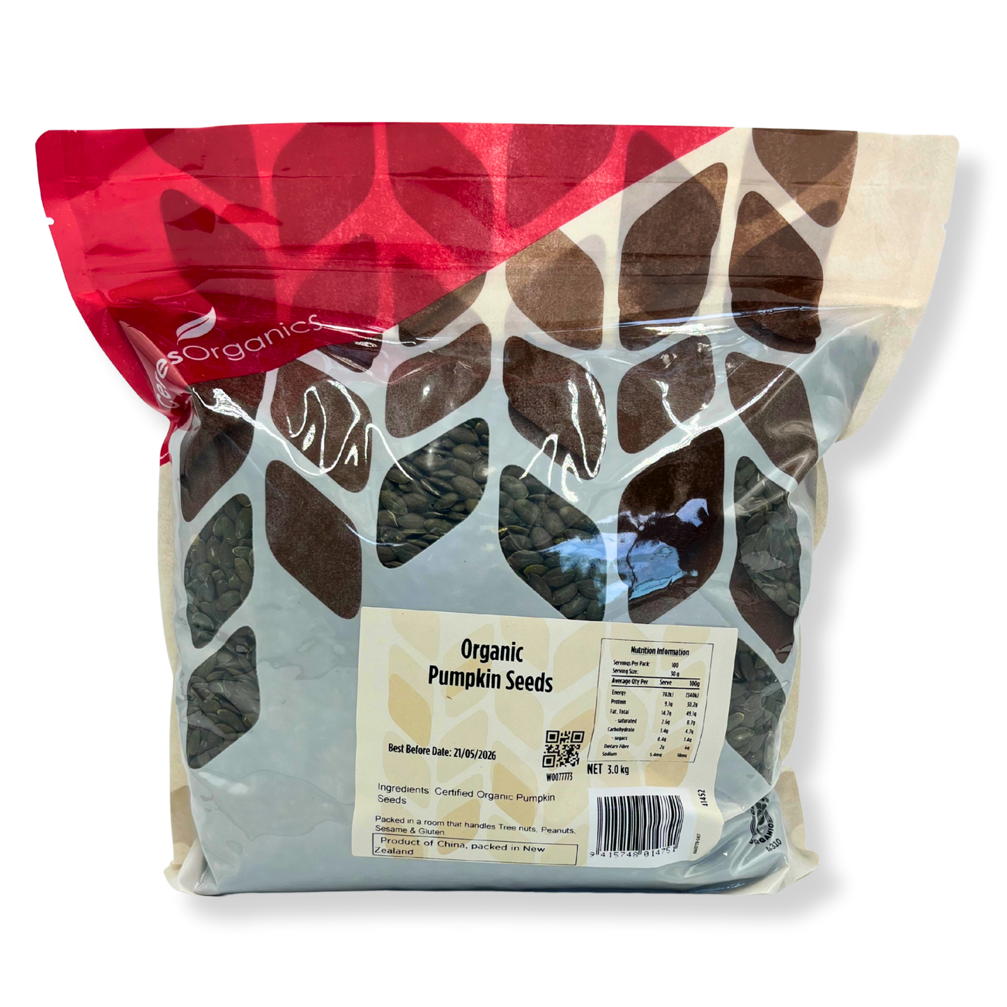 Pumpkin Seeds (Pepitas) GWS Dark Green Organic - 3kg